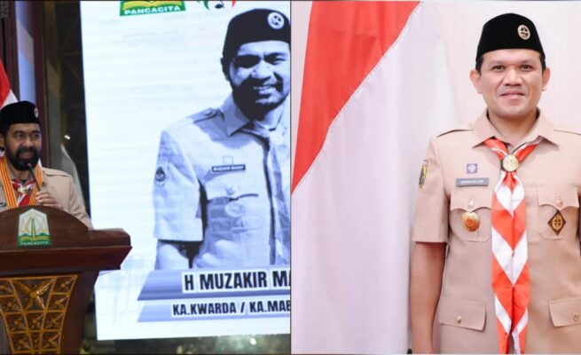 Gubernur Aceh Muzakir Manaf atau Mualem dan Wakil Gubernur Fadhlullah atau Dek Fad yang terpilih jadi Ketua Kwarda Pramuka Aceh periode 2025-2030 di Musda ke-10. (Foto: Ist)
