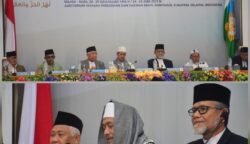 Guru Besar UIN Ar Raniry, Prof Dr Tgk Hasanuddin Yusuf Adan MCL MA menjadi narasumber Muzakarah Ahlul Halli Wal 'Aqdi ke-8 di Auditorium Yayasan Pendidikan Islam dan Dakwah AKUIS, Banyuasin, Sumsel, Selasa (24/6/2025). (Foto: Ist)