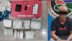 Satresnarkoba Polres Bireuen menggagalkan peredaran sabu seberat 6,3 kg dan mengamankan seorang pelaku berinisial HB (51). (Foto: Ist)