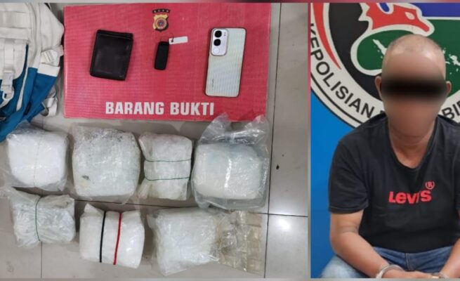 Satresnarkoba Polres Bireuen menggagalkan peredaran sabu seberat 6,3 kg dan mengamankan seorang pelaku berinisial HB (51). (Foto: Ist)