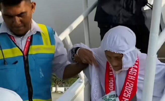 Sebanyak 392 jamaah haji Aceh kloter 01 tiba di Bandara Internasional SIM, Blang Bintang, Aceh Besar, Sabtu pagi (28/6), dalam kondisi sehat dan penuh rasa syukur. (Foto: Dok. Infoaceh.net)