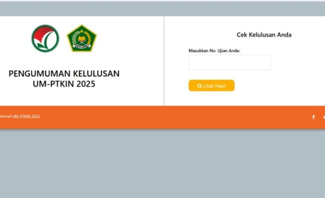 Tangkapan layar laman pengumuman UM PTKIN 2025