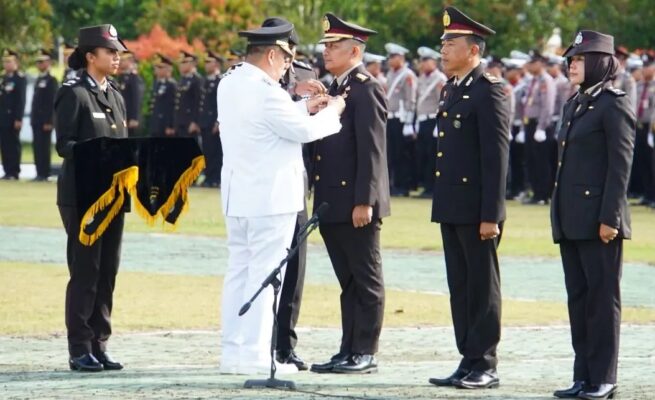 Polda Bangka Belitung menggelar upacara puncak peringatan Hari Bhayangkara ke-79 di Halaman Kantor Gubernur, Selasa (1/7/2025),