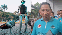 Penampilan robot polisi (ropi) dalam perayaan HUT Bhayangkara ke-79 di Jakarta pada 1 Juli 2025 memicu polemik publik