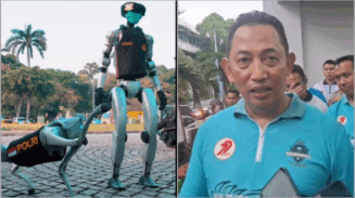 Penampilan robot polisi (ropi) dalam perayaan HUT Bhayangkara ke-79 di Jakarta pada 1 Juli 2025 memicu polemik publik