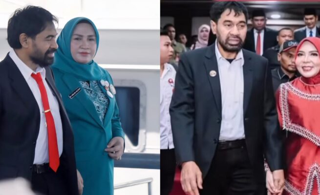 Gubernur Aceh Muzakir Manaf atau Mualem bersama kedua istrinya, Marlina Usman atau Kak Ana (Ketua TP PKK Aceh) dan Salmawati SE atau Bunda Salma (Anggota Komisi III DPRA). (Foto: Ist)
