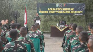 Sebanyak 237 personel Batalyon Infanteri Teritorial Pembangunan (Yonif TP) 856/Satria Bumi Sakti tiba di Marshalling Area Kompi Exiting Yonif 116/GS, wilayah Korem 012/TU, Selasa malam (1/7). (Foto: Korem 012/TU)