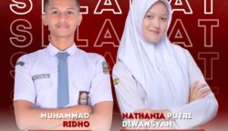 Dua pelajar terbaik Aceh, Muhammad Ridho (Siswa SMA Negeri Modal Bangsa Aceh) dan Nathania Putri Diwansyah (Siswi SMA Negeri 1 Banda Aceh) terpilih sebagai Pasukan Pengibar Bendera Pusaka (Paskibraka) Nasional 2025. (Foto: Ist)