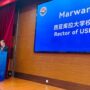 Rektor USK Prof Dr Ir Marwan berbicara di Marine Symposium and Exhibition yang digelar di Shanghai, Tiongkok, pada 1-3 Juli 2025. (Foto: Ist)