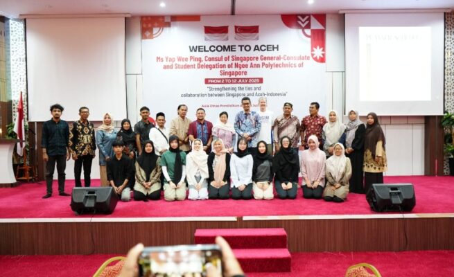 Konsulat Jenderal Singapura di Medan bersama delegasi mahasiswa dari Ngee Ann Polytechnic, mengunjungi Aceh, Kamis, 3 Juli 2025. (Foto: Ist)