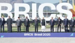 Konferensi Tingkat Tinggi (KTT) BRICS ke-17 yang digelar di Museum Seni Modern (MAM), Rio de Janeiro, Minggu (6/7/2025).