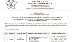 Universitas Syiah Kuala Banda Aceh resmi membuka penerimaan mahasiswa baru untuk Prodi Teknik Perminyakan di Fakultas Teknik pada Tahun Akademik 2025/2026. (Foto: Ist)