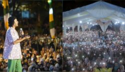 Ribuan warga Banda Aceh menghadiri kajian bertajuk "Sharing Night" bersama Ustaz Hanan Attaki di Taman Bustanussalatin atau Taman Sari, Kamis malam (17/7). (Foto: Ist)