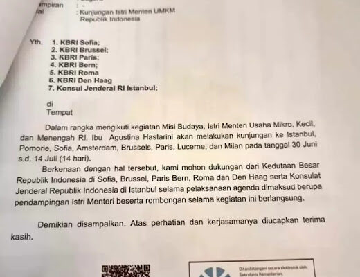 Kasus dugaan penyalahgunaan fasilitas negara oleh istri Menteri UMKM, Agustina Hastarini