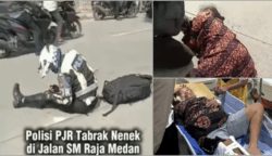 Diduga Ugal-ugalan, Polisi PJR Polda Sumut Tabrak Nenek-nenek hingga Terkapar di Medan